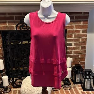 🔥Micheal Kors Sleeveless Polyester Knit and Rayon Top Color: Fuchsia Size:S